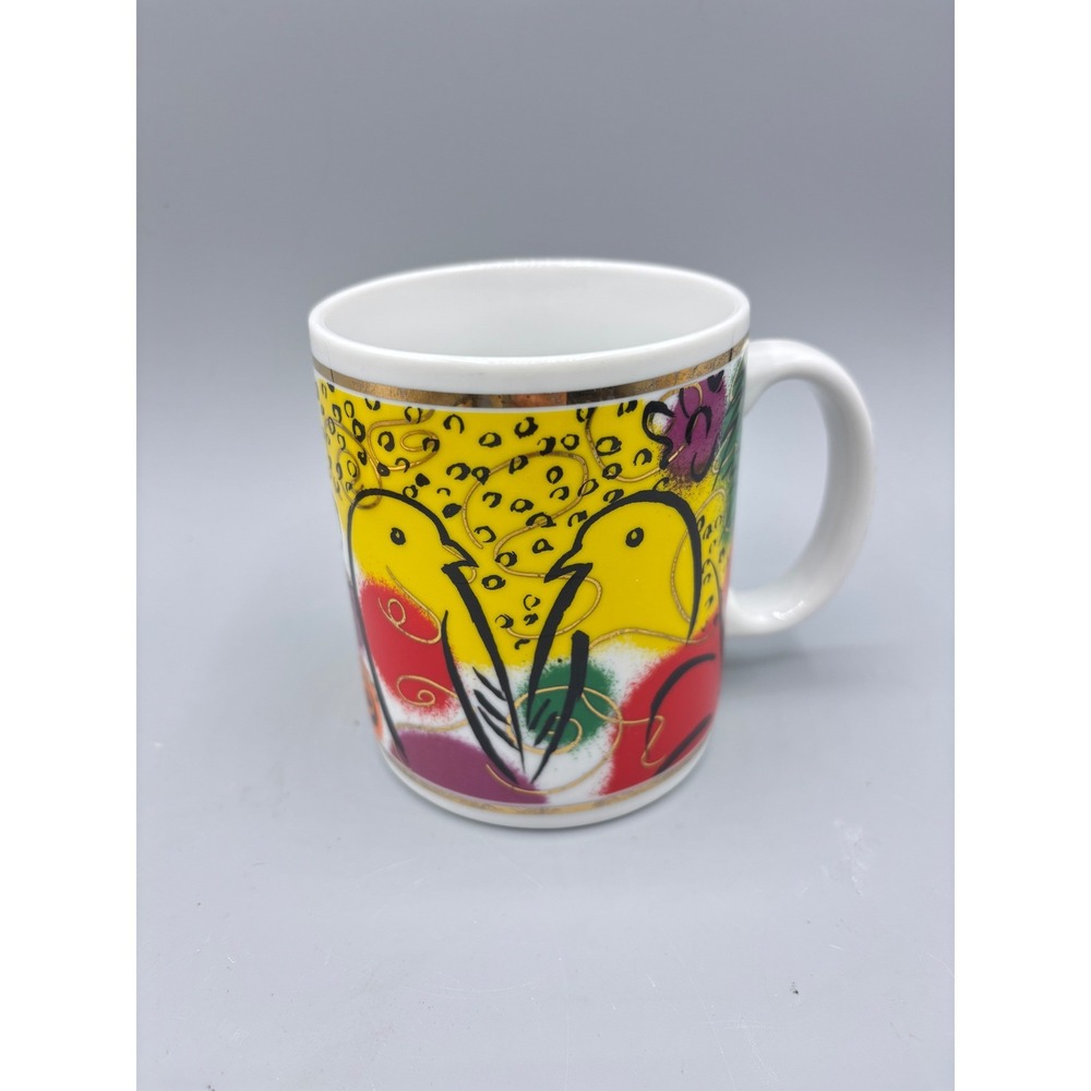Island Heritage Jui-lien Lovers Bird Coffee Mug Vintage 1994 Gold Trim 03802-000